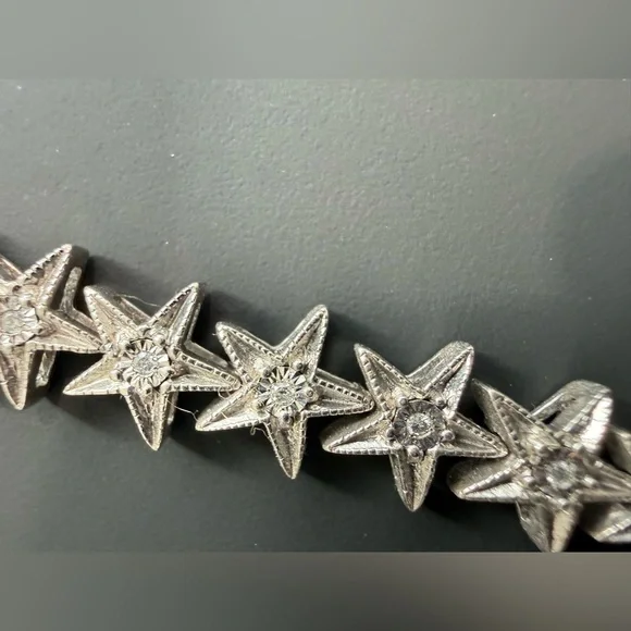 Sterling Silver & Diamond Star Bracelet